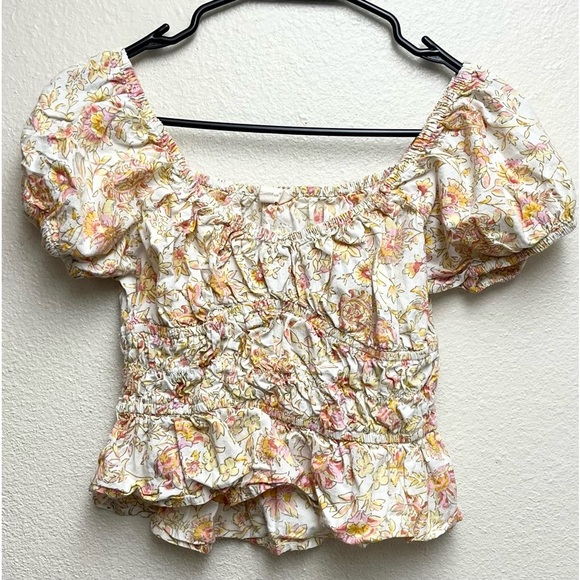 Sim & Sam Floral Crop Off The Shoulder Blouse Top Stretchy Size M - Picture 1 of 4